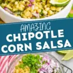 pinterest graphic of chipotle corn salsa