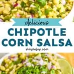 pinterest graphic of chipotle corn salsa