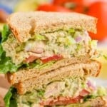 two half avocado tuna salads stacked on top of each other - 17