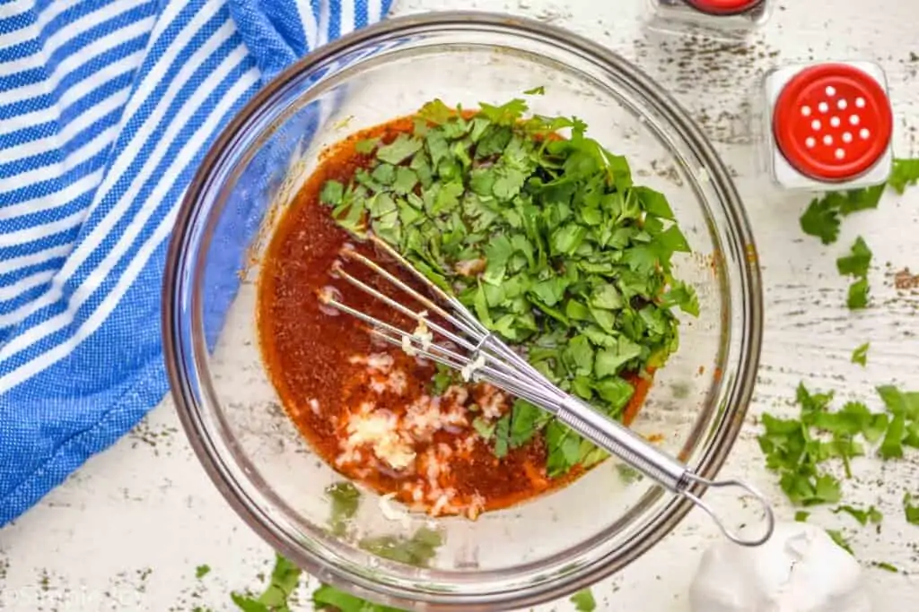 overhead of street taco marinade in a bowl