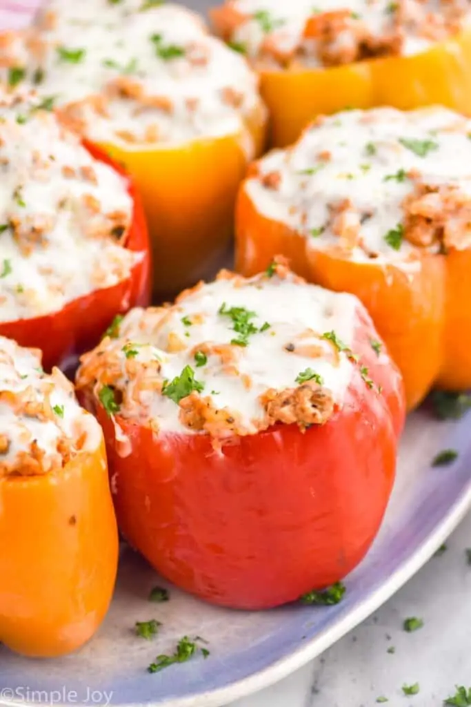 up close of stuffed peppers recipe