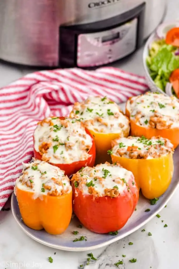 stuffed peppers on a platter