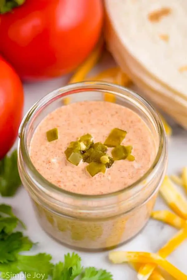 small mason jar of Taco Bell quesadilla sauce