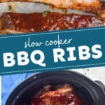 pinterest graphic of slow cooker ribs - 17