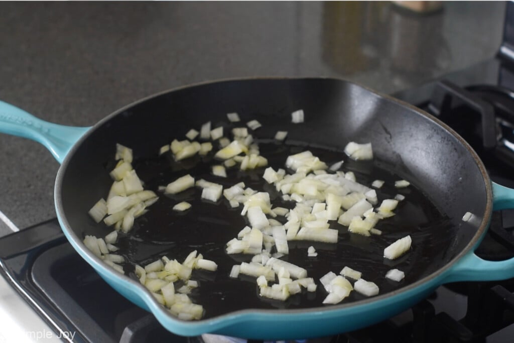 onions sautéing in oil