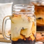 close up of a mason jar mug of iced coffee - 11
