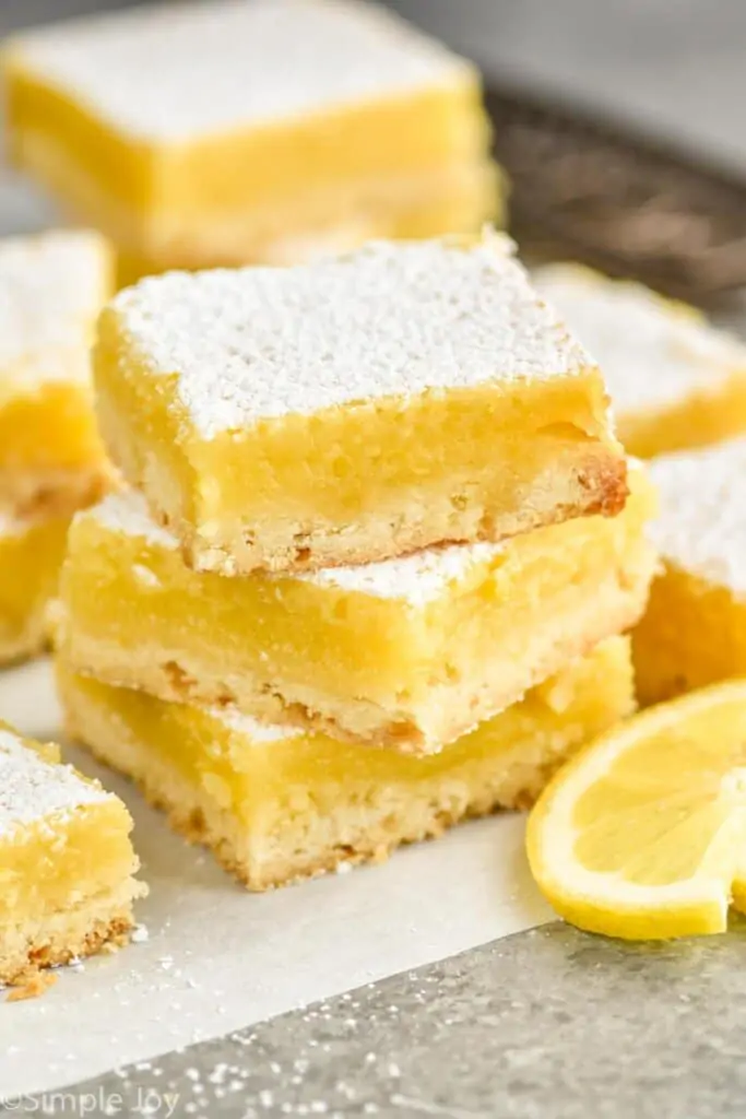 stack of three easy lemon bars