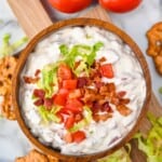 overhead of a bowl of cold blt dip - 21
