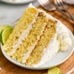 a piece of key lime cake on a small plate