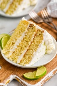 a piece of key lime cake on a small plate