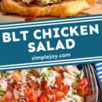 pinterest graphic of blt chicken salad