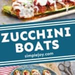 Pinterest graphic of zucchini boats