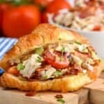 blt chicken salad sandwich on a croissant - 21