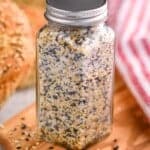 small spice bottle filled with everything bagel seasoning