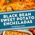 pinterest graphic of black bean enchiladas