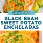 pinterest graphic of black bean enchiladas