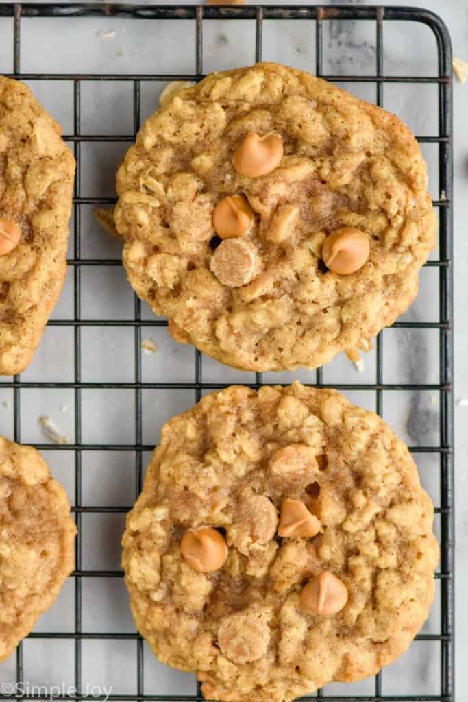 Oatmeal Butterscotch Cookie recipe on a wire cooling rack