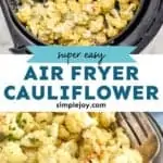 pinterest graphic of air fryer cauliflower