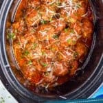 pinterst graphic of crockpot meatball recipe