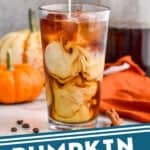 pinterest graphic of cream being poured into pumpkin cold brew