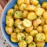 overhead of a bowl of instant pot baby potatoes
