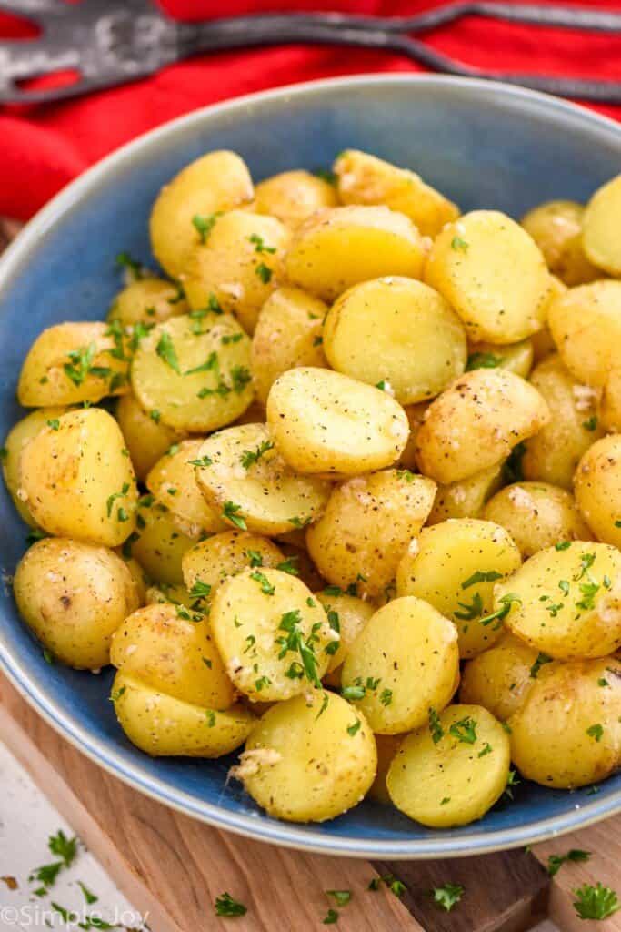 close up of instant pot potatoes in a small bowl