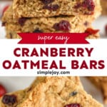 pinterest graphic of cranberry oatmeal bars