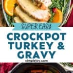 pinterest graphic of crockpot turkey and gravy