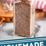 Pinterest graphic of small bottle of grill seasoning recipe