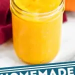 pinterest graphic of mason jar full of pumpkin puree