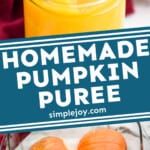 pinterest graphic of homemade pumpkin puree