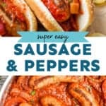 pinterest graphic of sausage and peppers