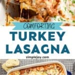pinterest graphic of turkey lasagna