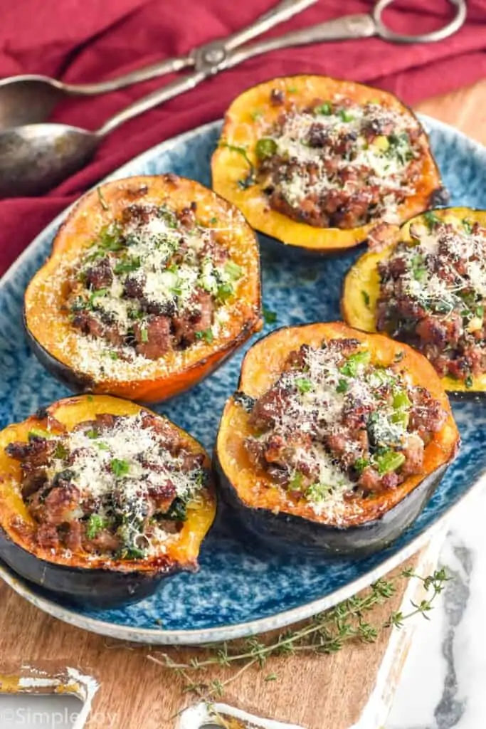 a platter full of an acorn squash recipe