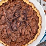 overhead picture of chocolate pecan pie recipe
