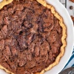 overhead picture of chocolate pecan pie recipe - 8