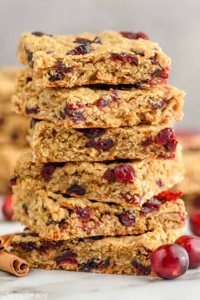 tall stack of cranberry oatmeal bar recipe