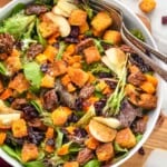 overhead of a bowl full of fall harvest salad recipe - 8