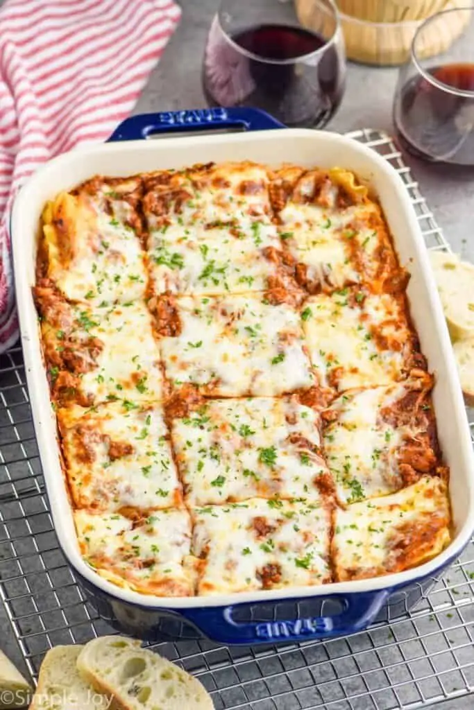 side view of a ground turkey lasagna