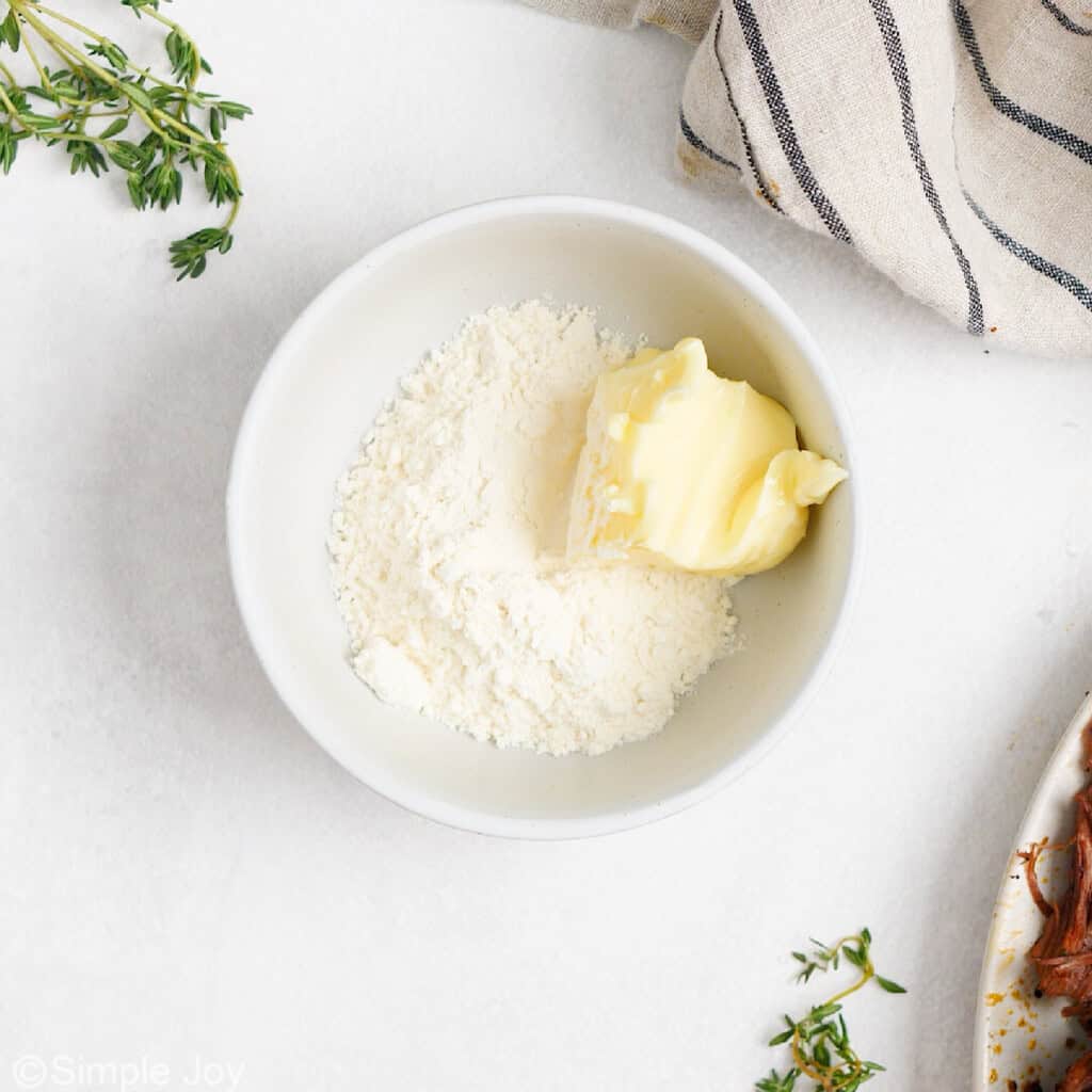 flour and butter in a small bowl