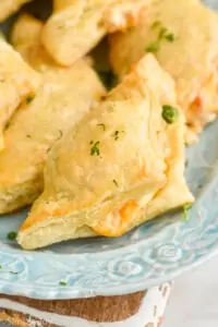 close up of a mini chicken pot pie on a platter