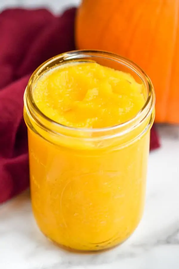 mason jar full of pumpkin puree