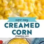 pinterest graphic of creamed corn