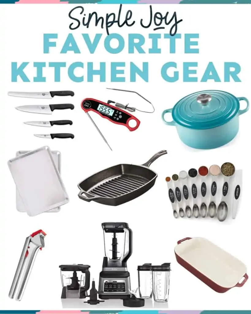 image that says simple joy favorite kitchen gear with pictures of kitchen appliances