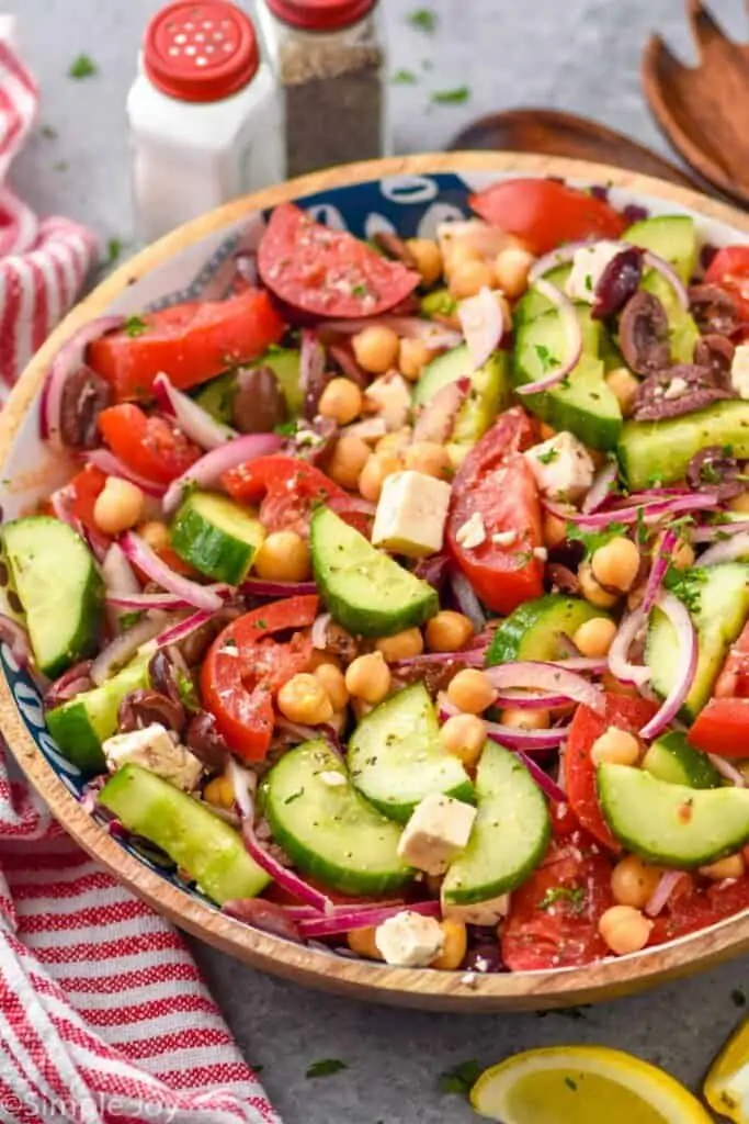 Mediterranean chickpea salad in a bowl