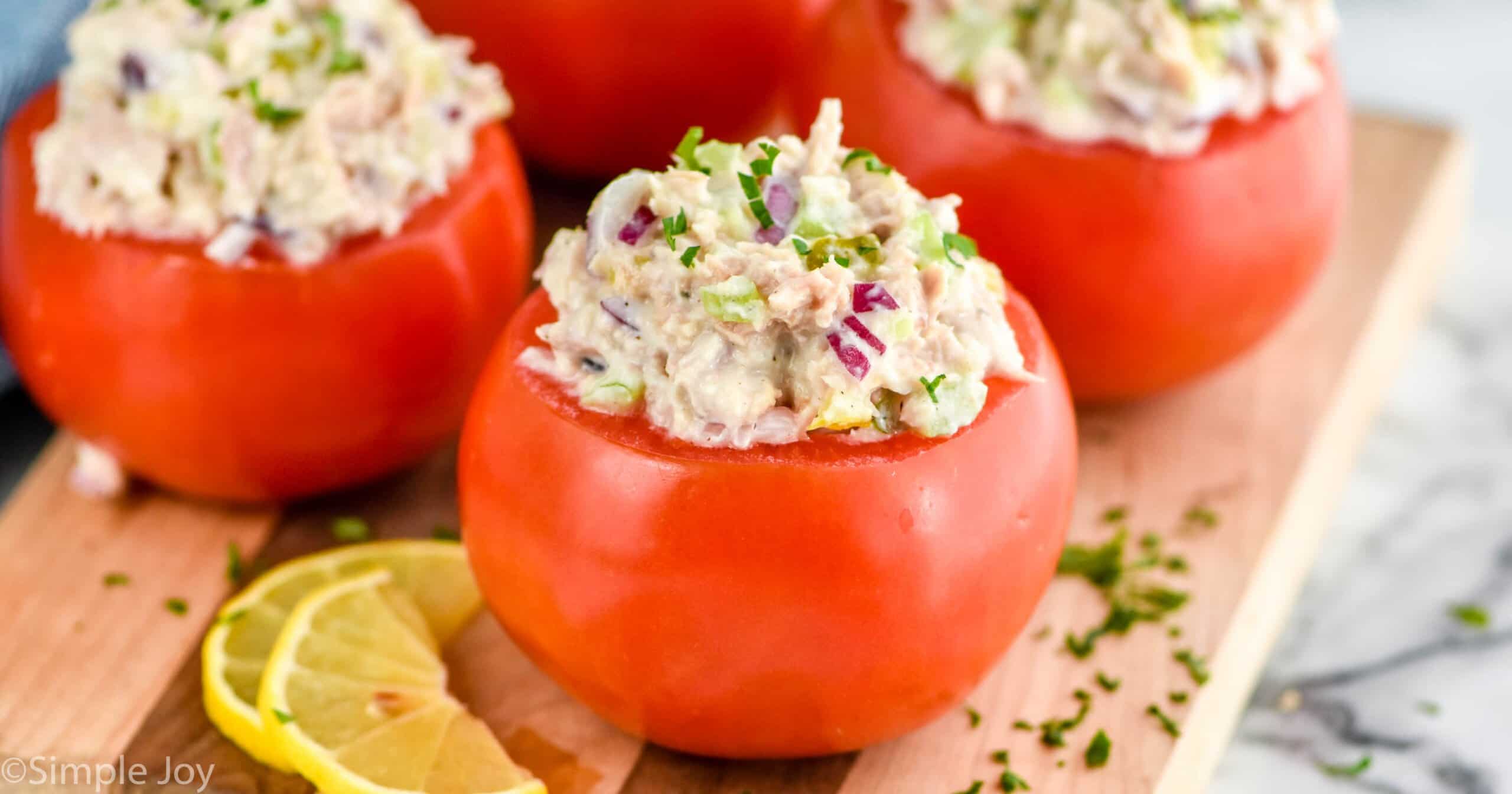 Tuna Stuffed Tomatoes [www.simplejoy.com]