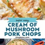 pinterest graphic of cream of mushroom pork chops