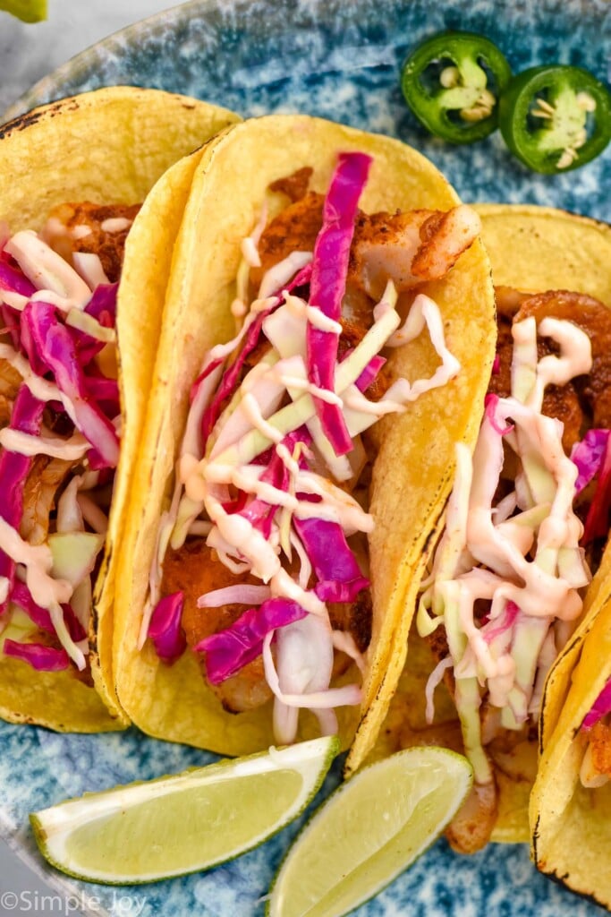 close up overhead of a fish taco