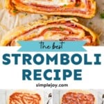 pintresest graphic of stromboli recipe