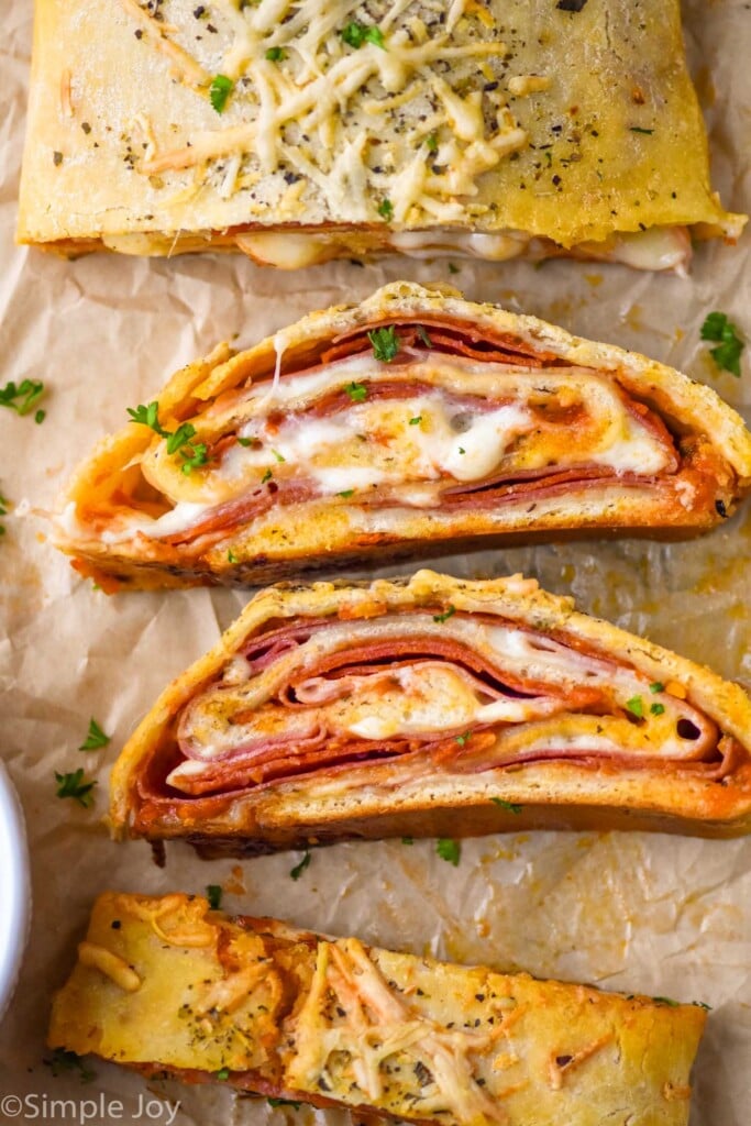 overhead of a stromboli recipe